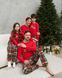 Детская, подростковая пижама для девочки новогодняя красная, Family look, 98-104