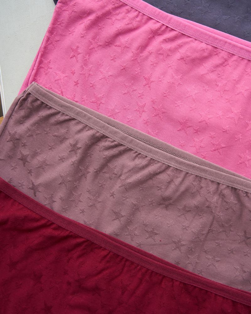 Трусы женские больших размеров 5-7XL цветной микс в звезды 5 шт., 6XL
