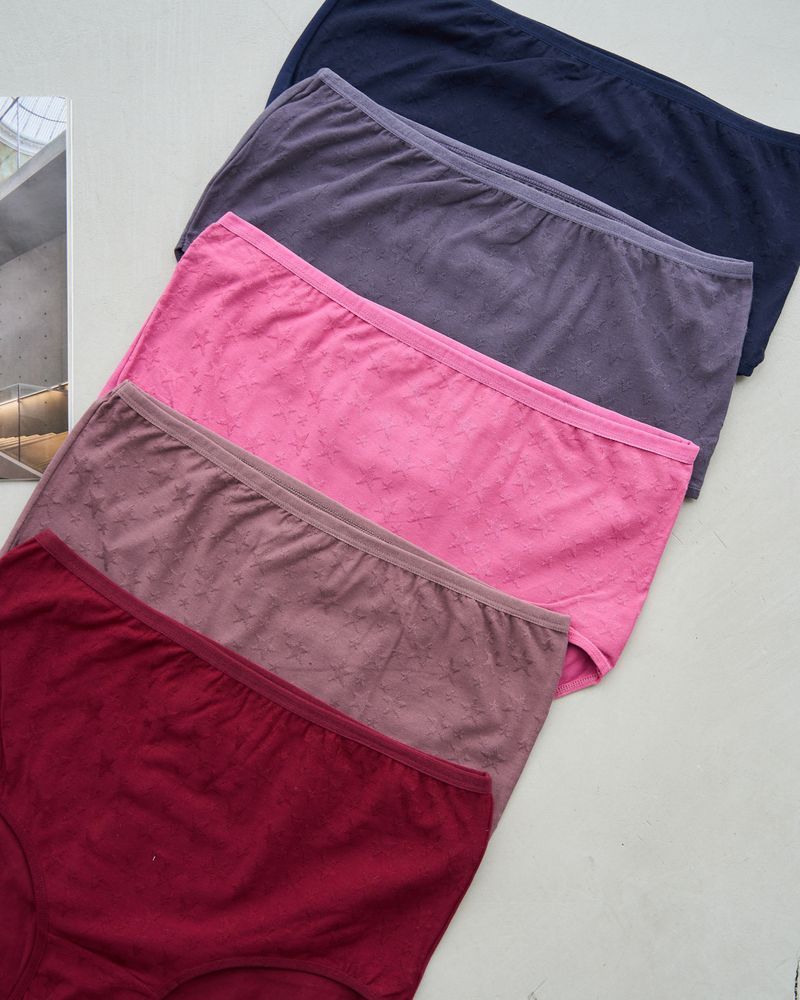 Трусы женские больших размеров 5-7XL цветной микс в звезды 5 шт., 6XL