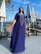 Сукня-туніка Plus size з віскози: довга темно-синя з вишивкою