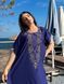 Сукня-туніка Plus size з віскози: довга темно-синя з вишивкою