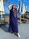 Сукня-туніка Plus size з віскози: довга темно-синя з вишивкою