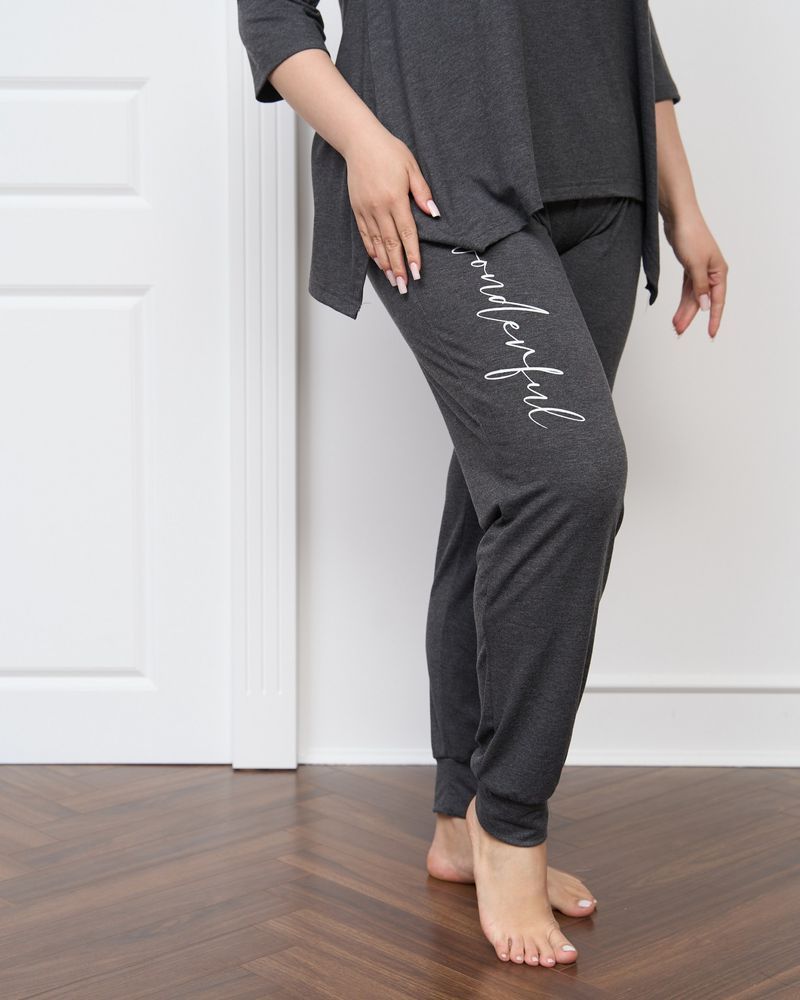 Комплект женский из вискозы Plus size темно-серый, 2XL