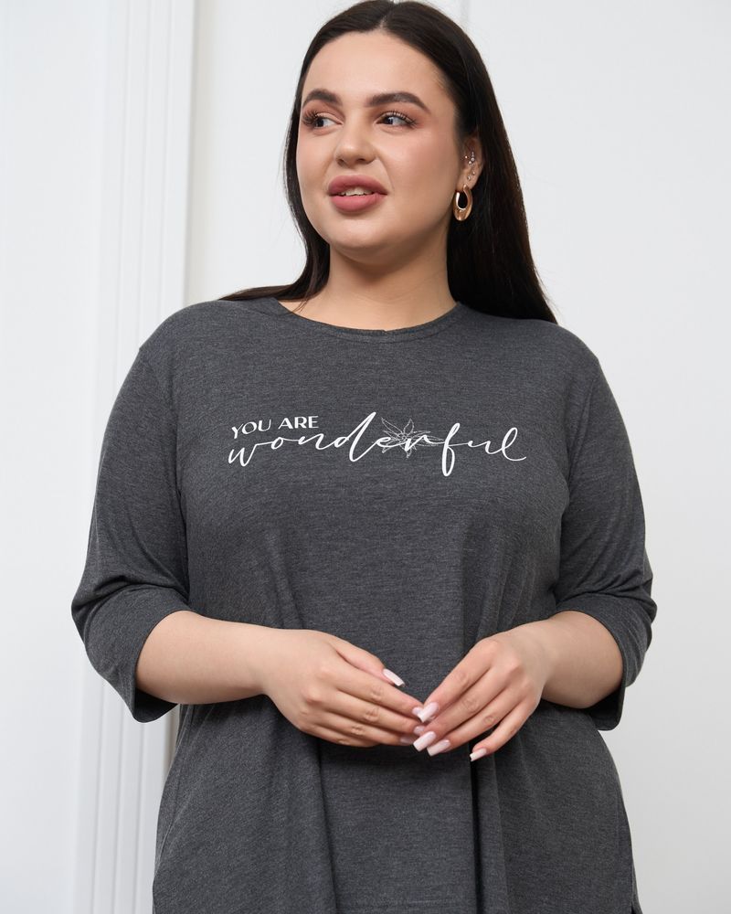 Комплект женский из вискозы Plus size темно-серый, 2XL
