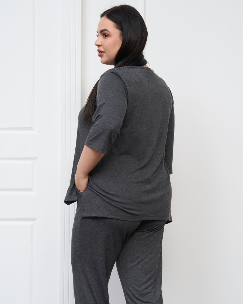 Комплект женский из вискозы Plus size темно-серый, 2XL