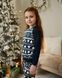 Дитяча піжама підліткова синя у зимовому принті, Family look, 128-134