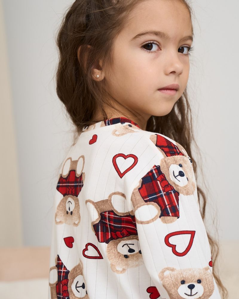 Подростковый комплект для девочки в мишки, Family look, 128-134