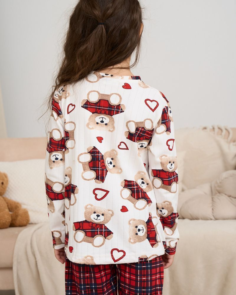 Подростковый комплект для девочки в мишки, Family look, 128-134