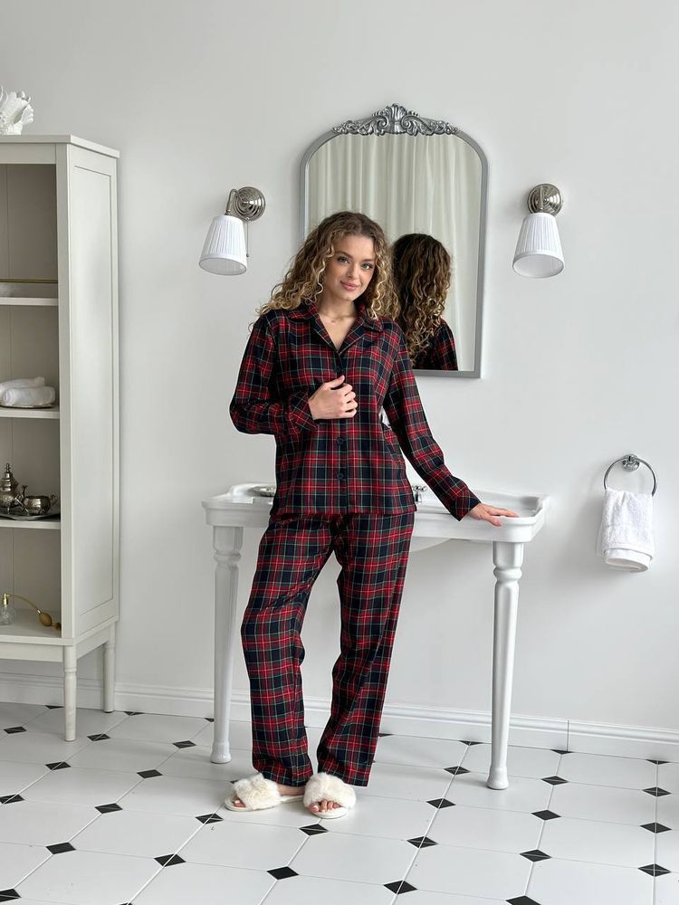 Женская пижама в клетку (ткань тиар) &ndash; парная коллекция Family Look, XS-S