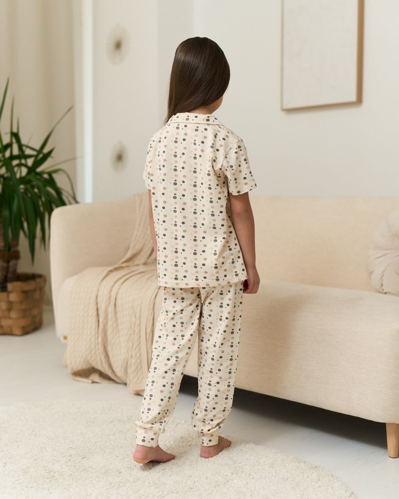 Детская пижама для девочки в горох, Family look мама и дочь, 128-134