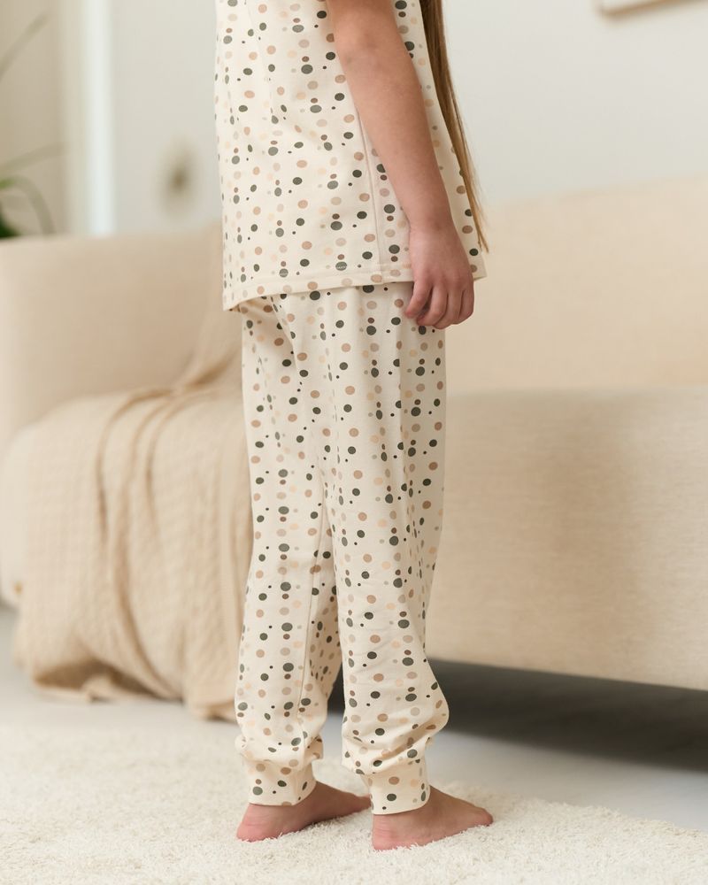 Детская пижама для девочки в горох, Family look мама и дочь, 128-134