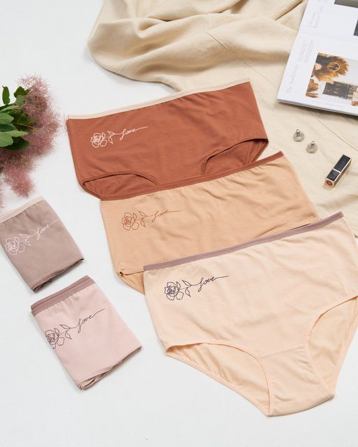 Труси жіночі великих розмірів 8-10XL бежевий мікс з квіткою 5 шт., 8XL