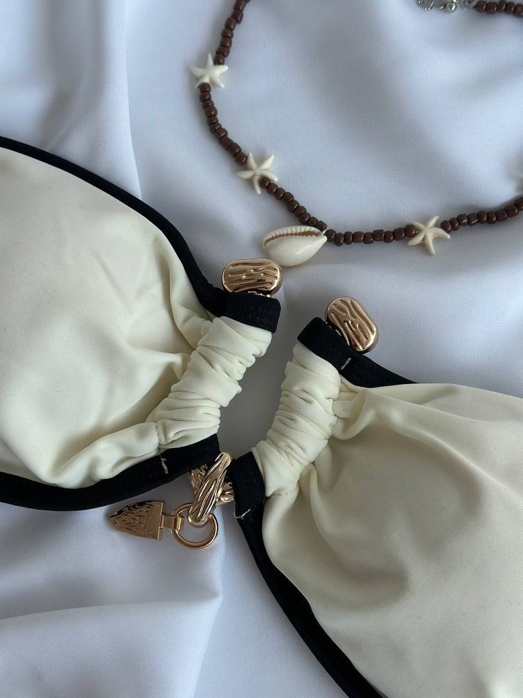 Купальник бандо роздільний жіночий, молочний, M