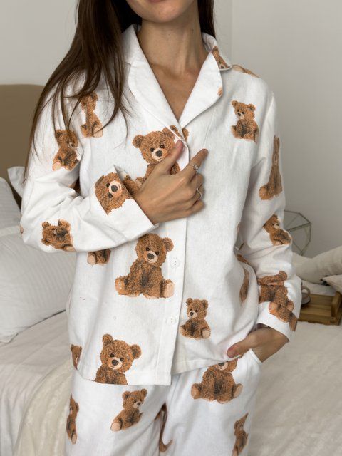 Женская фланелевая пижама в мишки, XL