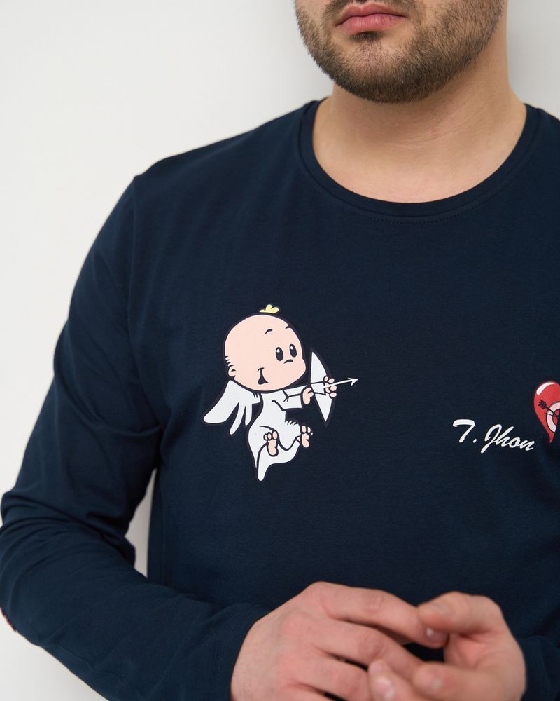 Мужская пижама хлопковая с принтом купидон, Family look для пары, 2XL