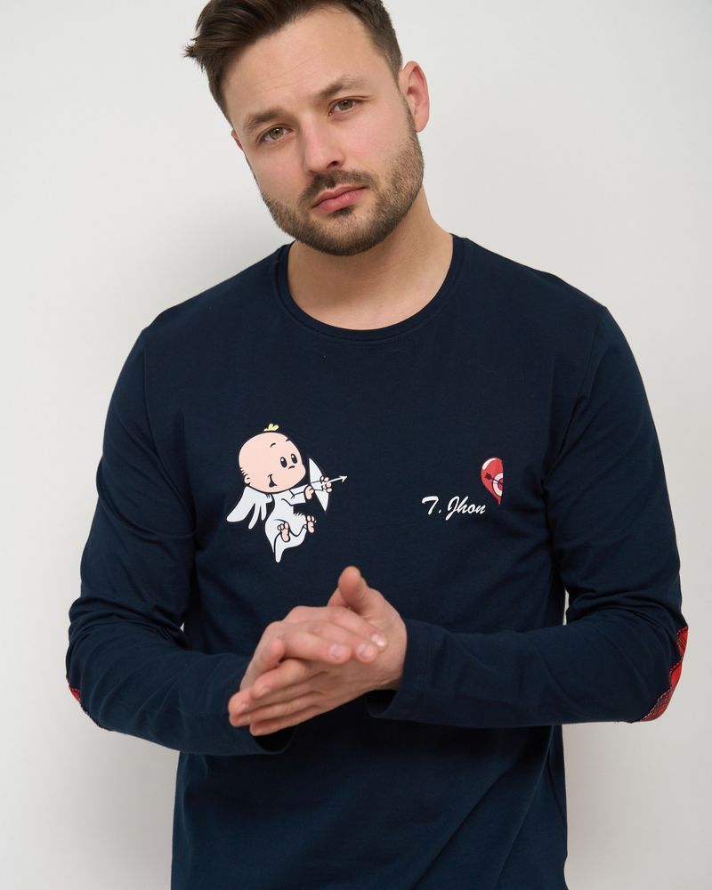 Мужская пижама хлопковая с принтом купидон, Family look для пары, 2XL